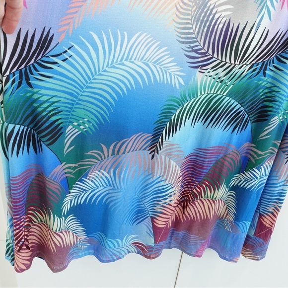 NWT Soft Surroundings Anya MIDI Dress V-Neck Palm Tropical Multicolor Sz M - Picture 5 of 10